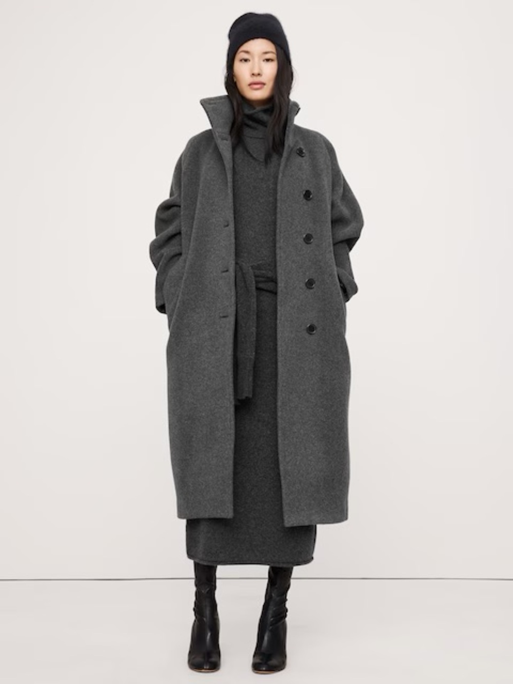 NWT! Banana Republic Gray Italian Melton Trench Coat - Multiple Sizes